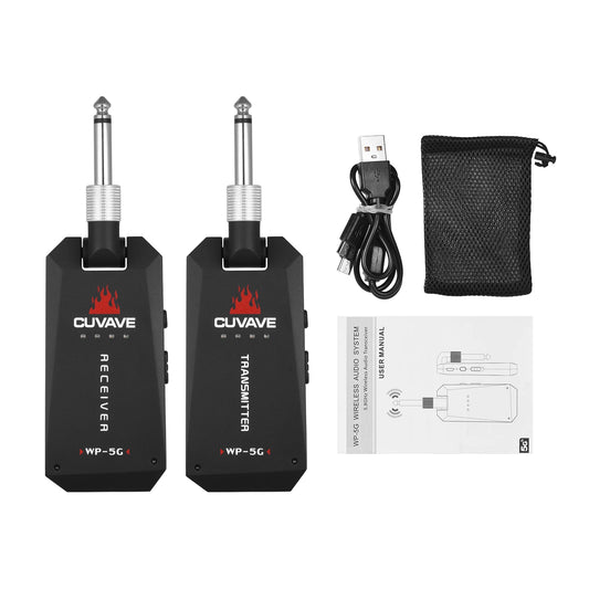 CUVAVE Transmissor e Receptor de Áudio Recarregável, Sistema de Guitarra Sem Fio, ISM Band para Amplificador de Guitarra Elétrica, WP-5G, 5.8GHz