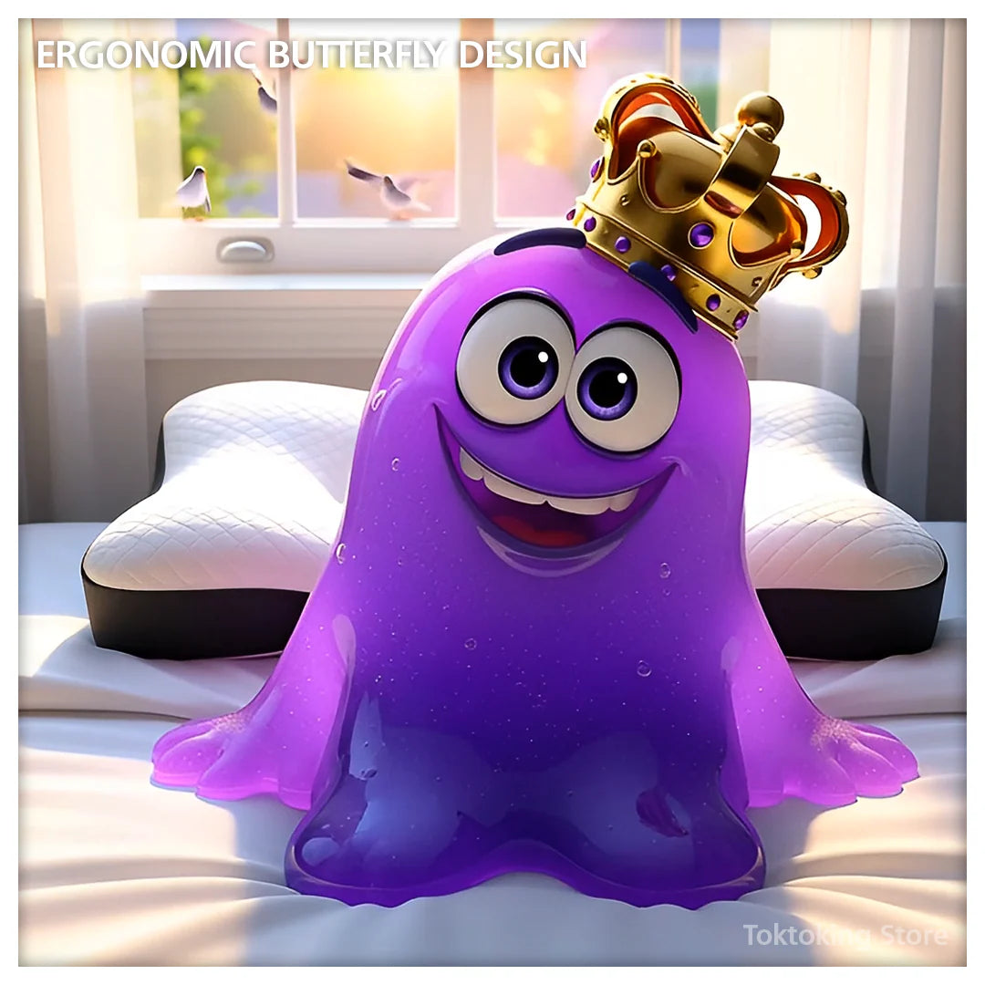 Toktoking Amoeba reading comfortably with cervical support pillow - perfect neck posture