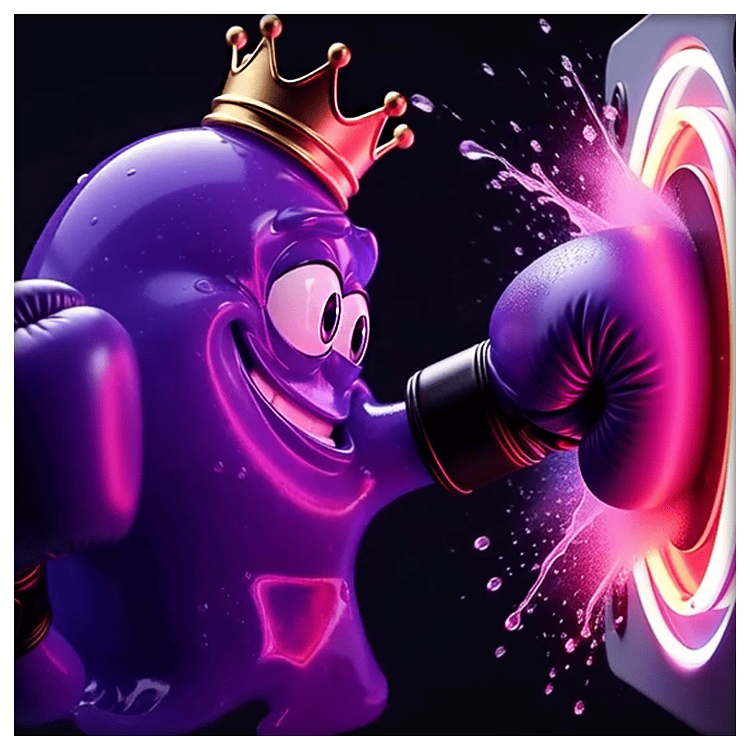Glimbo Rei roxo com luva de boxe representando força e atitude do universo masculino Toktoking