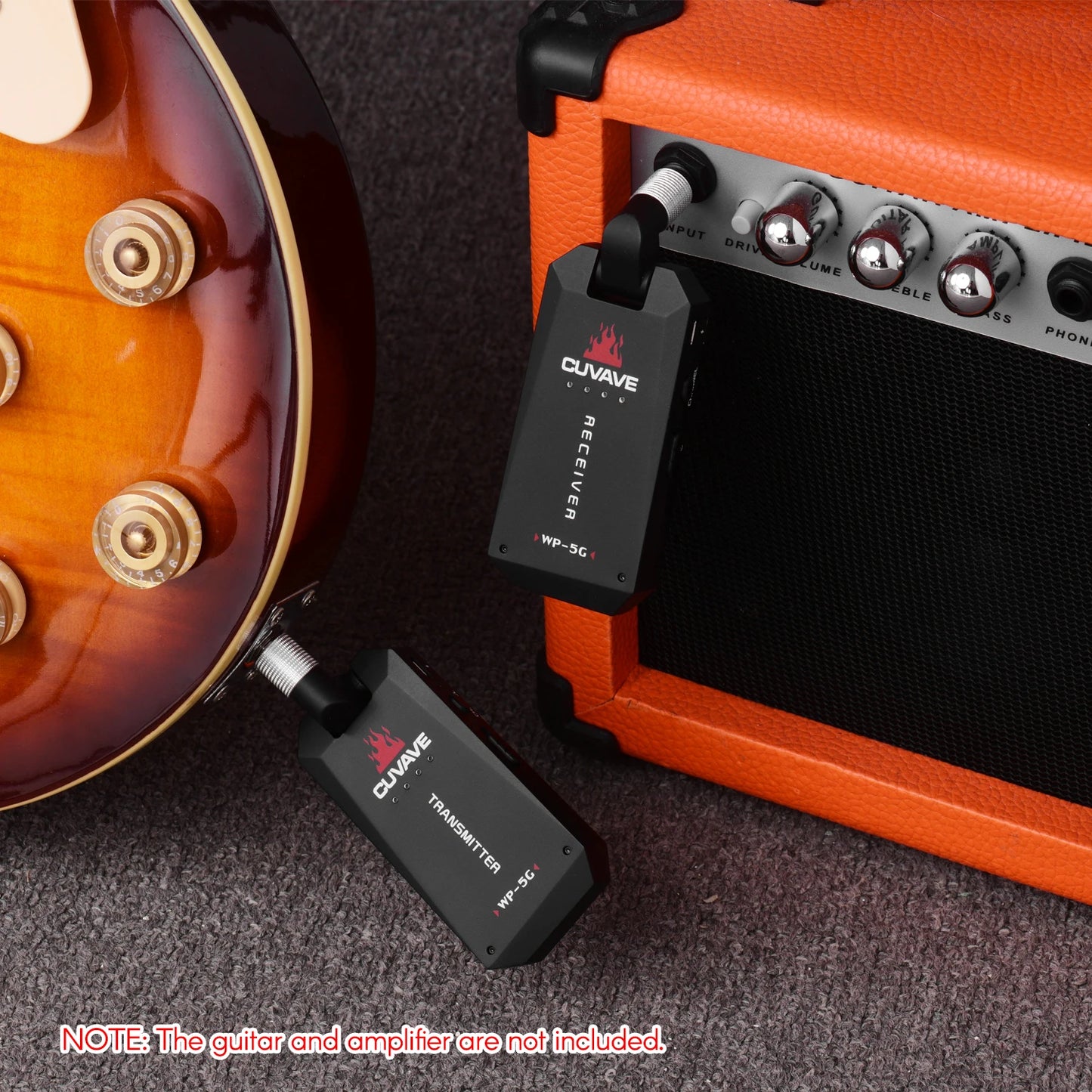 CUVAVE Transmissor e Receptor de Áudio Recarregável, Sistema de Guitarra Sem Fio, ISM Band para Amplificador de Guitarra Elétrica, WP-5G, 5.8GHz