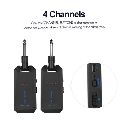 CUVAVE Transmissor e Receptor de Áudio Recarregável, Sistema de Guitarra Sem Fio, ISM Band para Amplificador de Guitarra Elétrica, WP-5G, 5.8GHz