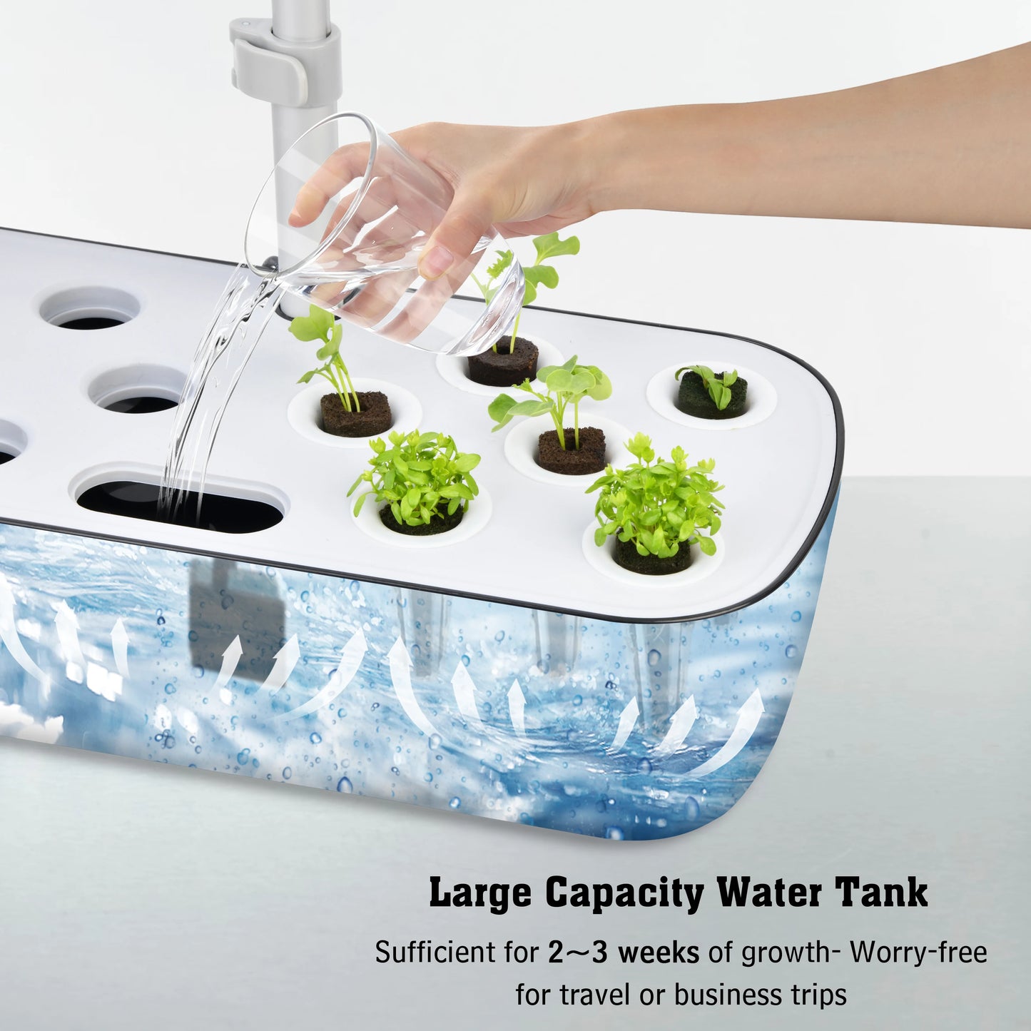 Sistema de cultivo hidropônico de 12 cápsulas, kit de jardim de ervas, altura ajustável interna com temporizador automático, luz de cultivo LED de 20 watts