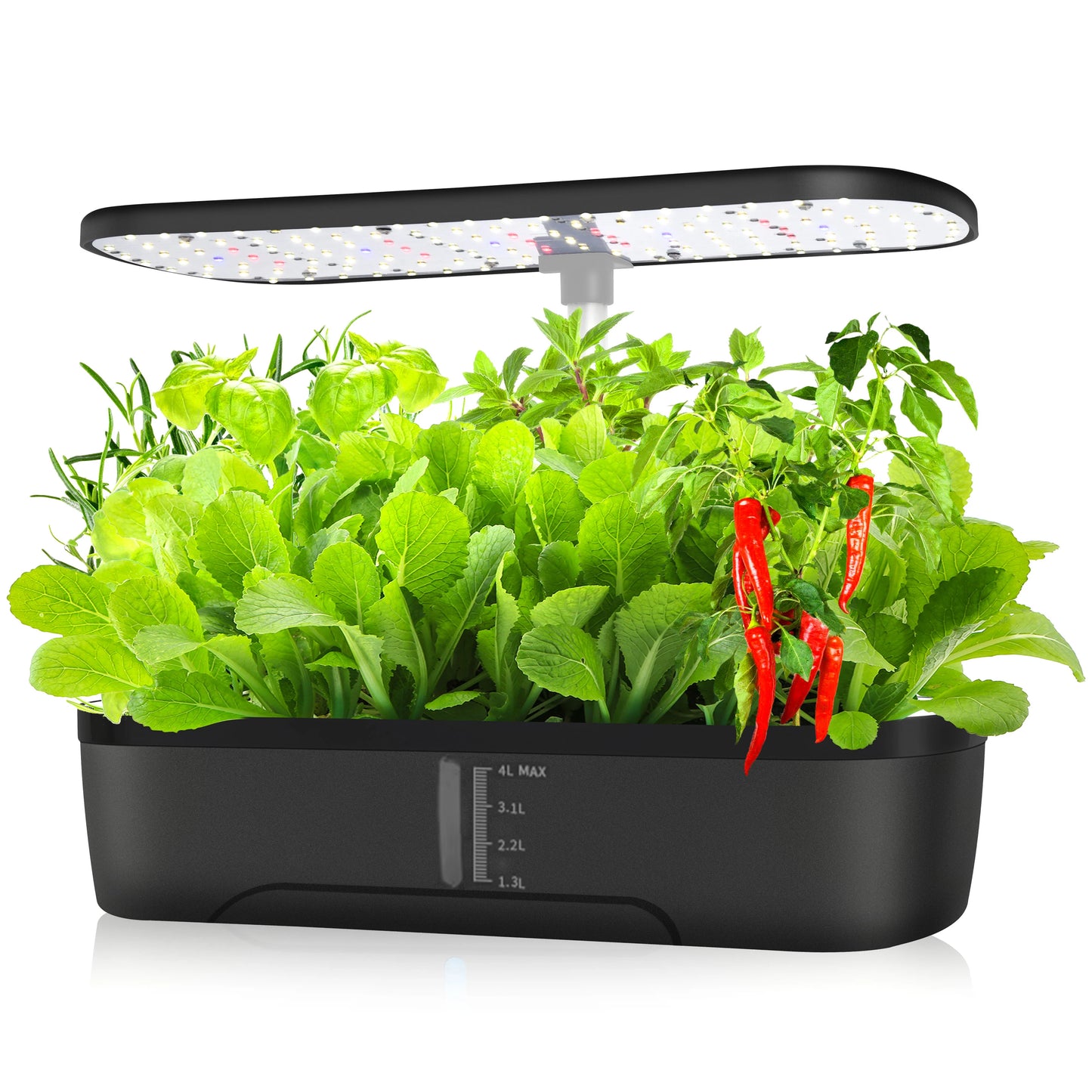 Sistema de cultivo hidropônico de 12 cápsulas, kit de jardim de ervas, altura ajustável interna com temporizador automático, luz de cultivo LED de 20 watts
