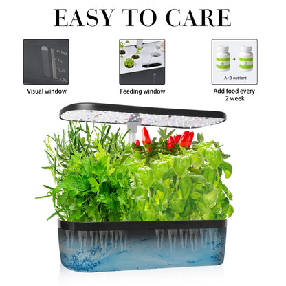Sistema de cultivo hidropônico de 12 cápsulas, kit de jardim de ervas, altura ajustável interna com temporizador automático, luz de cultivo LED de 20 watts