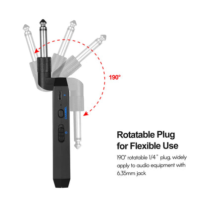 CUVAVE Transmissor e Receptor de Áudio Recarregável, Sistema de Guitarra Sem Fio, ISM Band para Amplificador de Guitarra Elétrica, WP-5G, 5.8GHz