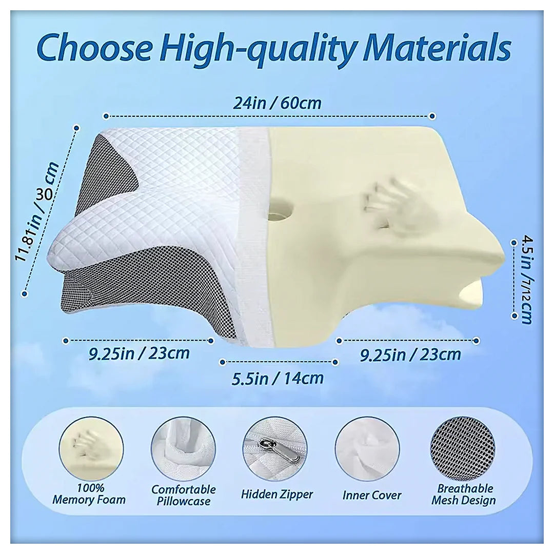 Orthopedic neck pillow cervical spine alignment diagram - medical grade support