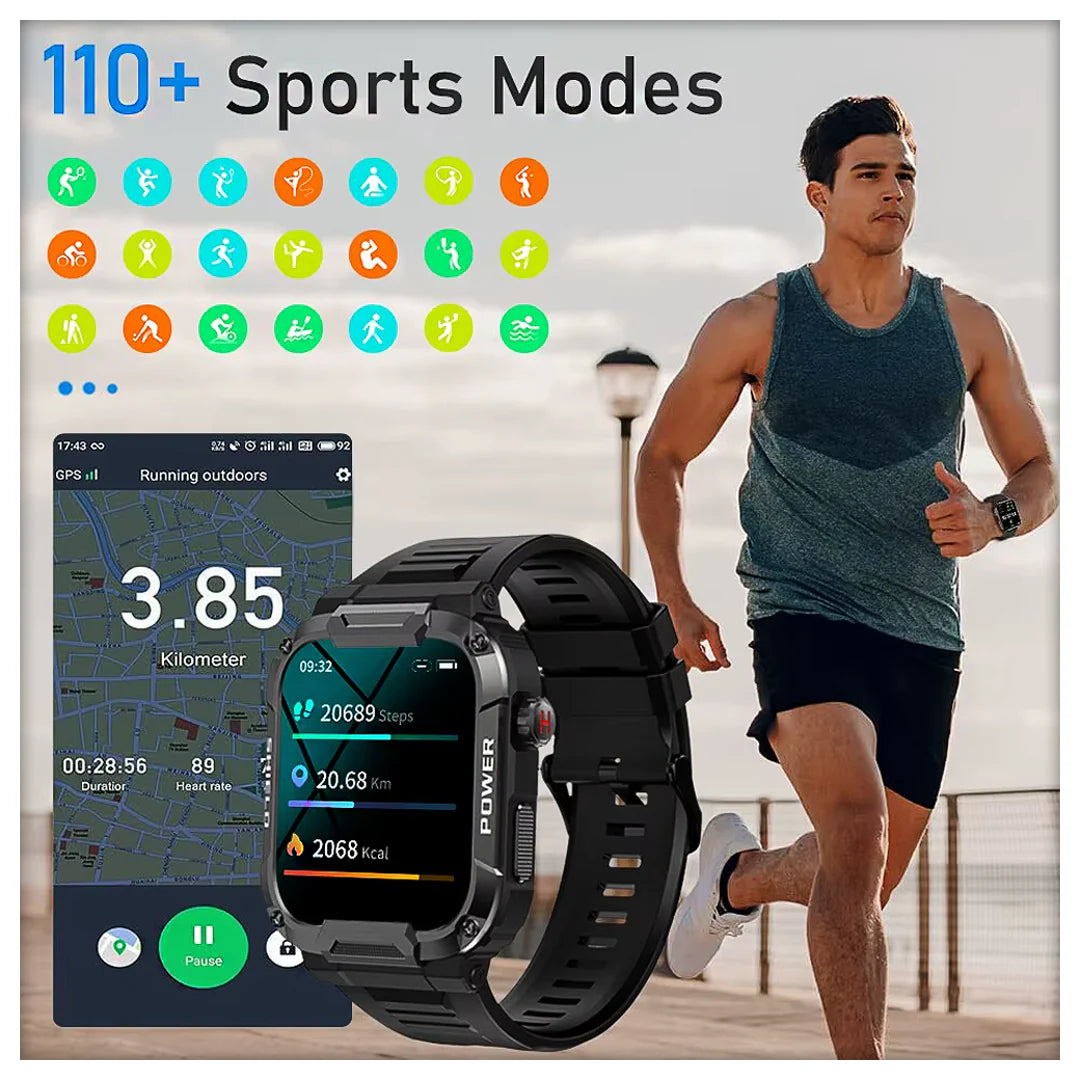 Mevaden Titan smartwatch side view showing adjustable strap and ergonomic design