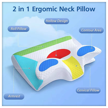 Butterfly orthopedic pillow with removable washable cover - easy maintenance and hygiene