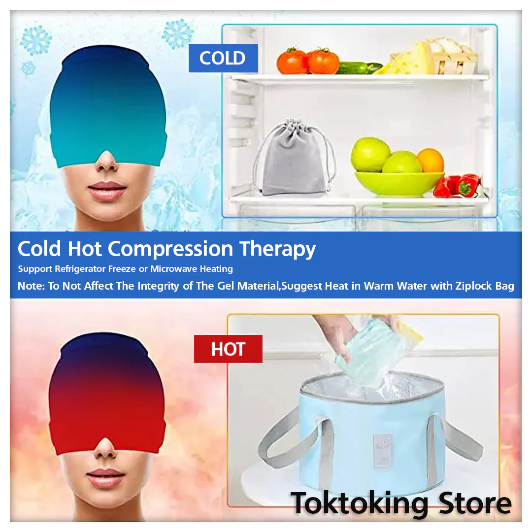 Hot and cold therapy ice cap - dual temperature migraine and headache relief