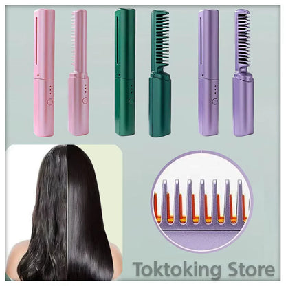 Hair transformation before and after using cordless mini straightener - Smooth sleek results from frizzy to flawless