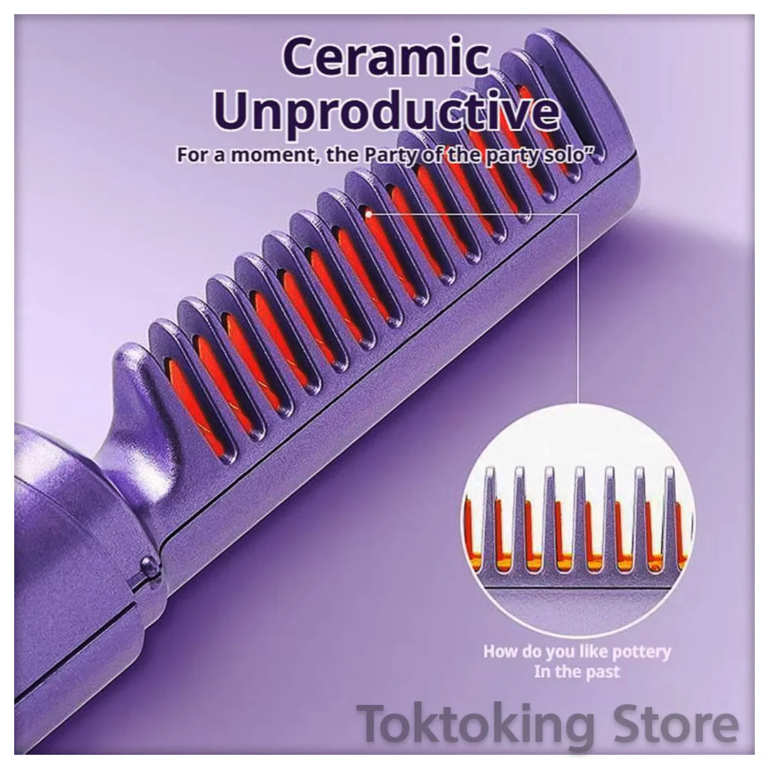Ceramic heating plates of cordless mini straightener with negative ion technology - Even heat distribution for hair protection