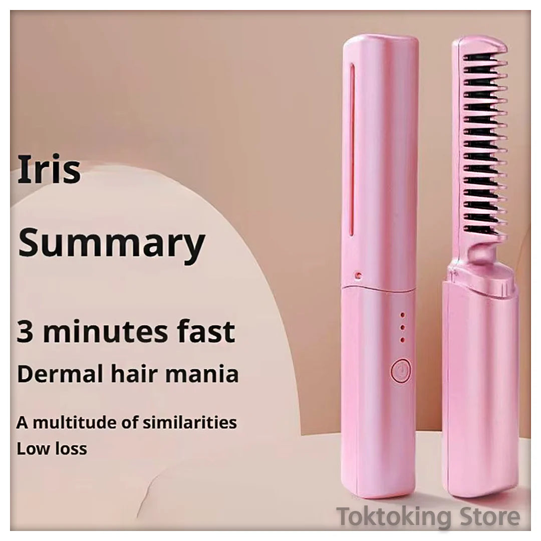 Cordless mini hair straightener safe for sensitive skin and scalp - Dermatologically tested gentle heat styling tool