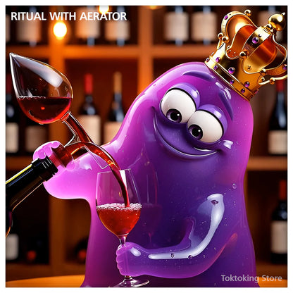 Glimbo King performing wine tasting ritual with aerator in romantic candlelit setting