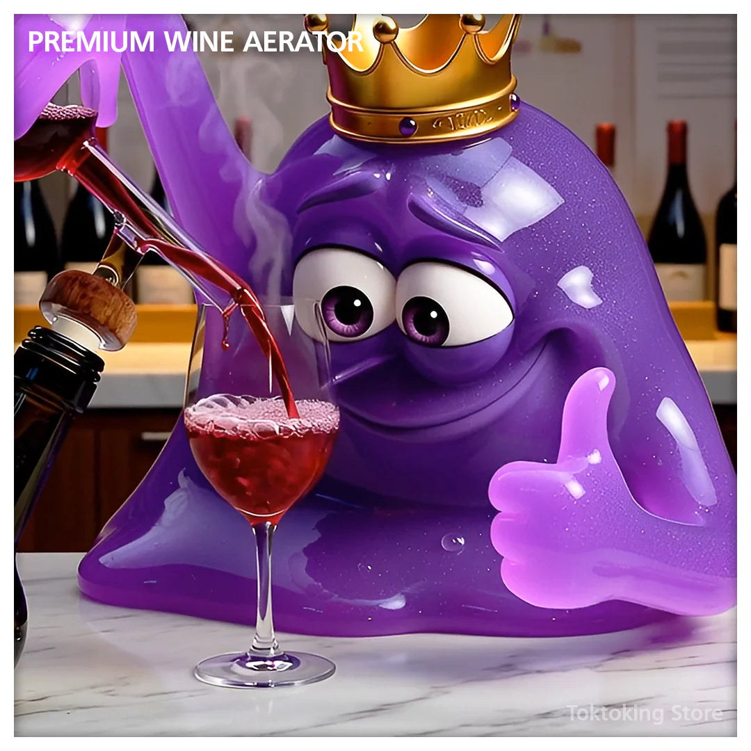 Glimbo King sommelier using premium wine aerator in elegant wine cellar