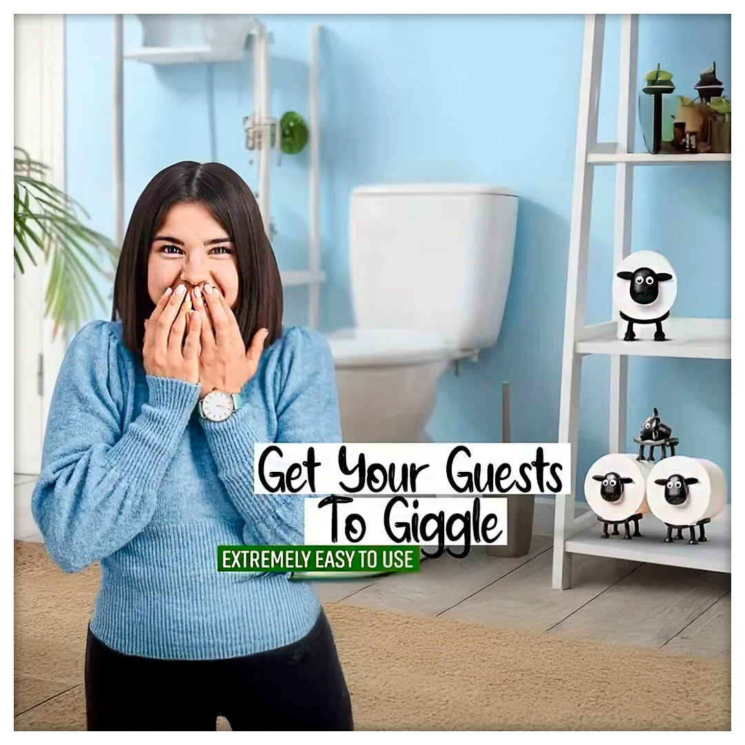 Cute Sheep Toilet Paper Holder Standalone Cartoon Animal Bathroom Decor Non-Slip Base Space-Saving Design Unique Funny Gift Idea
