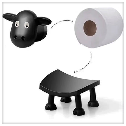 Cute Sheep Toilet Paper Holder Standalone Cartoon Animal Bathroom Decor Non-Slip Base Space-Saving Design Unique Funny Gift Idea