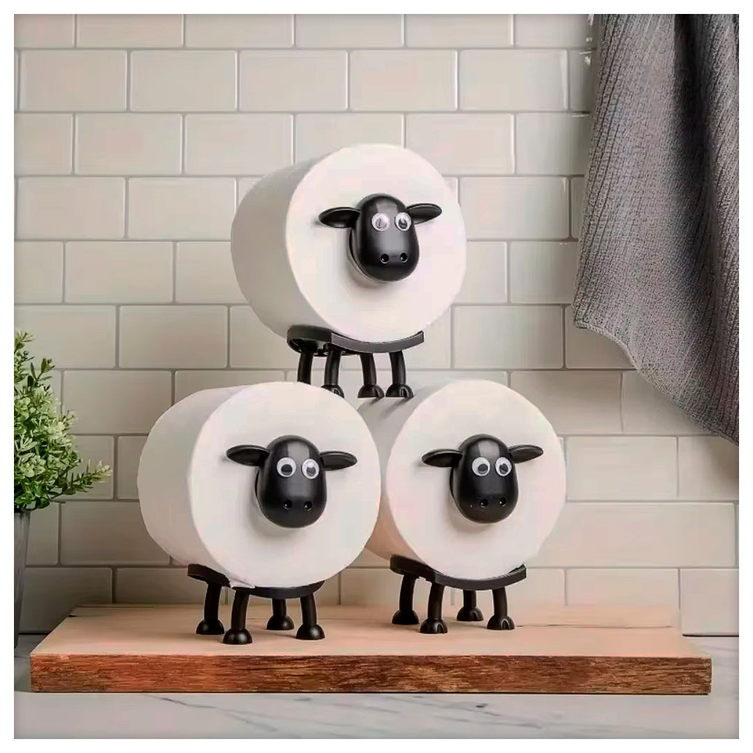 Cute Sheep Toilet Paper Holder Standalone Cartoon Animal Bathroom Decor Non-Slip Base Space-Saving Design Unique Funny Gift Idea