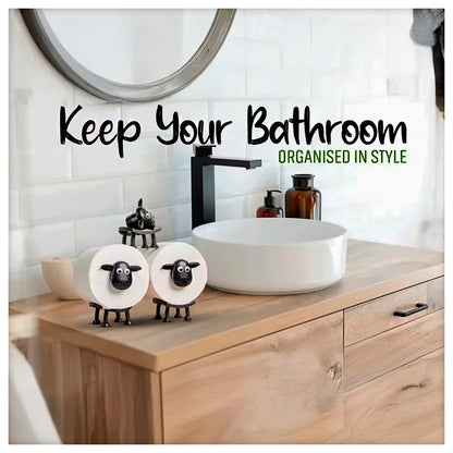 Cute Sheep Toilet Paper Holder Standalone Cartoon Animal Bathroom Decor Non-Slip Base Space-Saving Design Unique Funny Gift Idea