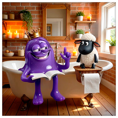 Cute Sheep Toilet Paper Holder Standalone Cartoon Animal Bathroom Decor Non-Slip Base Space-Saving Design Unique Funny Gift Idea